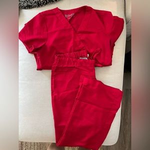 Greys Anatomy Red Medium Scrub Set